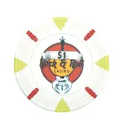 50 White $1 Rock & Roll Poker Chips - Buy 2, Get 1 Free - Mix & Match!