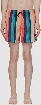 $176 Paul Smith Men's Pink Artist Stripe Swim Shorts Size L