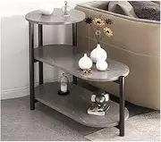 Faux Marble Side Table 3-Tier Narrow Bedside Table End Table Minimalist Multi-Function Nightstand with Storage Ladder Shelf Sofa Side Table(Gray 2,Small)