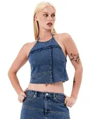 [Abrand Jeans] Chantell Patch Halter Top in Blue