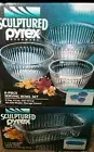 Vintage Pyrex Clear Mixing Bowl Set Sculptured Pyrex Ribbed Bowls & Loaf Pan NIB