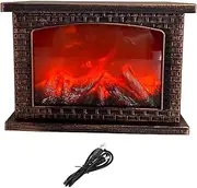 Perfk LED Fireplace Lantern Electric Fireplace Light Fake Fireplace Fire Lamp for Indoor Home Desktop Christmas Ornament Office