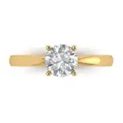 Yellow Gold Solitaire Anniversary Ring, 1 ct Round Cut Simulated Diamond