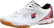 [JiuQing] Mens Table Tennis Shoes Womens Badminton Tennis Sneaker Non-Slip Lightweight Indoor Court Training Shoes, Red, 8