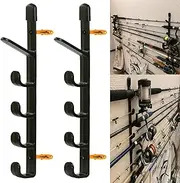 1Pair Fishing Rod Storage Rack, Horizontal Wall Mount Fishing Pole Holder Storage Organizer for Garage & Cabin & Basement - Holds up to 5 Rod - Easy to Install Hardware included.