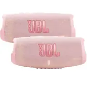 2x JBL Charge 5 Portable Waterproof Bluetooth Speaker (Pink)