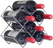 E Wine Racks Stackable Wine Organizer Metal Wine Bottle Holder Freestanding Wine Racks Practical Home Decoration Crafts Wine Racks for Bar Wine Cellar Basement Cabinet Pantry(6 Slots)