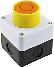 KLVN Button Switch Control Box Hand-held self Starting Button Waterproof Box Electrical Industrial Emergency Stop Switch (Color : 1 Hole Round Yellow)