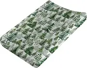 Watercolor Green Woodland Baby Changing Pad Cover Pine Trees Diaper Changing Table Sheets for Boy Girl Winter Forest Soft Breathable Stretch Fitted Nursery Change Table Mats 32''x16''