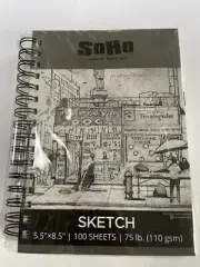 LOT OF 4 - Soho Urban Artist Sketch Pad Spiral Bound 100 Sheets 5.5 X 8.5in 75lb