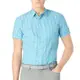 美國百分百【全新真品】Calvin Klein 襯衫 CK 男衣 短袖 上班 休閒 合身 格紋 XS號 藍色 E238