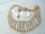 BP Crystal Rhinestone Openwork Bib Statement Necklace
