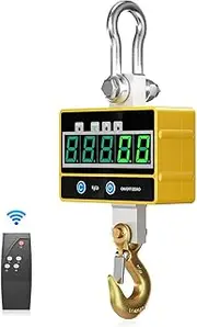 [JAJAJ] Industrial Digital Crane Scale 2T Rechargeable Digital Crane Scales Heavy Duty Hanging Scale with Remote Control for Industrial Hanging Hook for Farm,Livestock,Factory,Construction(Yellow)