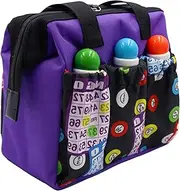 [Yuanhe] Bingo Pattern Tote Bag with 6 Pockets Bingo Dauber Bag, Purple, Tote