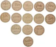 WATIIFUFU Wooden Baby Growth Cards Set 12pcs Newborn Milestone Commemorative Cards Photo Props for Toddler Newborn