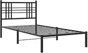 vidaXL Metal Bed Frame with Headboard - Black, 90x190 cm, Powder-Coated Steel Construction, Supportive Metal Slats, Under-Bed Storage