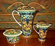 Rosenthal~VERSACE ”GOLD IVY” TEA/COFFEE SERVICE-POT, SUGAR ,CREAMER~New