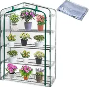 Extra Wide 4 Tier Greenhouse Replacement Cover- 63 x 40 x 19 Inch Clear PVC Plant Gardening Greenhouse Cover with Roll-Up Zipper Door for Gardening Plants Flowers (Frame Not Include)