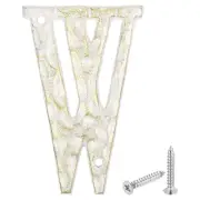 House Address Letter, 5.5 Inch Cast Iron Vintage Letter-W for Sign, White & Gold