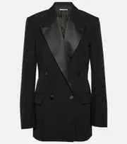 [Stella McCartney] Stella McCartney Double-breasted wool tuxedo jacket AU 4 black