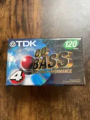 TDK CD BASS 4 Pack Cassette Tapes Heavy Bass Performance 120 Minute Audio