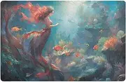 WOIWB Doormat Red Mermaid Print, Welcome Mat 20x32 inches Dirt Resist, Door Mat for Entryway Front Door Bedroom Bathroom