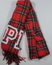 Victorias Secret PINK Red Plaid Logo Blanket Scarf Oversized 27 x 88