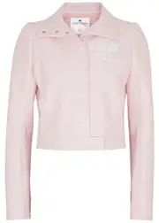 Courrèges Logo Cropped Vinyl Jacket - Light Pink - 12 12