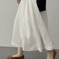 在飛比找蝦皮商城精選優惠-【mushroom】茶歇法式刺繡白色a字半身裙女夏季高級感中