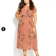 City chic Sweet Floral midi Dress - guava size medium plus 18 new!!!