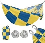 Yellow and Blue Checkerboard 330lb Capacity Hammocks for Camping with Portabl Carry Bag Indoor Hammock for Patio Backyard Lounge Base para ir de Camping