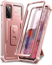 [Dexnor] for Samsung S20 Case, [Built in Screen Protector and Kickstand] Heavy Duty Military Grade Protection Shockproof Protective Cover for Samsung S20 - Rose Gold