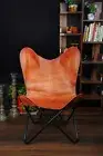 New Brown Butterfly Chair Leather With Foldabe Iron Frame For Office/Home