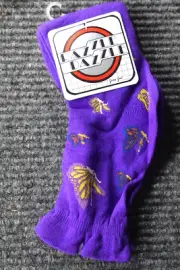 NOS Gary Gail Razzle Dazzle Socks Women's Purple With Butterfly Vintage