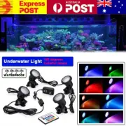 4x RGB LED Underwater Spot Light Fountain Pool Pond Lamp Dimmable Aquarium Lamp