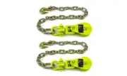 2-PACK: 2T HI-Viz Yellow Snatch Block w/ Chain tow truck rollback car carrier