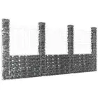 U-shape Gabion Basket with Posts Garden Wall Fence Panel Barrier Iron vidaXL