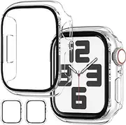 Luyialvals Case for 45mm Apple Watch Series 9/Series 8/Series 7 with Tempered Glass Screen Protector,Protective Bumper and Slim Face Cover for iwatch 45mm S9/S8/S7,2 Packs,Transparent
