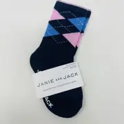 Janie and Jack Baby Boys 6-12 Months Diamond Argyle Print Ankle Crew Socks Blue