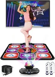 Acelufly Dance Mat, Single Dance Mat with Wireless Controller, Non-Slip Dance Mat with HD Camera for TV (Black Red)
