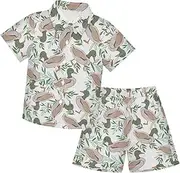 [Caihoyu] Little & Big Boy's Short Sleeve Button Down Shirt & Shorts Set Toddler Boy Outfit Summer Clothing