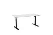 OL Agile Electric Height Adjustable Round Leg Desk in White Top with White Base