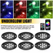 RGB LED Rock Light Underbody Kit Underglow Neon Lamp Bluetooth Music Control 6X