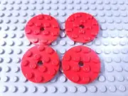 LEGO New Lot of 4 Red 4x4 Round Plate Pieces