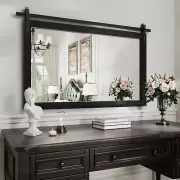 Black Farmhouse Mirror for Wall, 40X26Inch Large Wood Framed Square Bathroom Mir