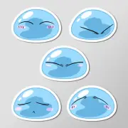 5 pcs Rimuru Tempest Anime Slime Face Expressions Glossy Stickers 2" W
