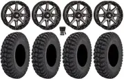 High Lifter HL10 14" Wheels Smoke 30" Warrior AT Tires Kawasaki Mule Pro FXT KRX