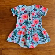 Bonds Baby Blue Pink Green Floral Balletsuit Size BNWT 1