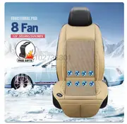 DC 12V Cooling Car Seat Cushion Summer Cool Blowing With Massage Seat Covers Ventilation Automatic Switch Seat Car Accessories Beige 8 Fan 12V