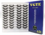 VGTE 6D False Eyelashes Handmade Faux Mink Lashes Professional Fake Eyelashes 4 Styles 20 Pairs Wispy Natural Reusable Eyes Lashes (6DXF08)